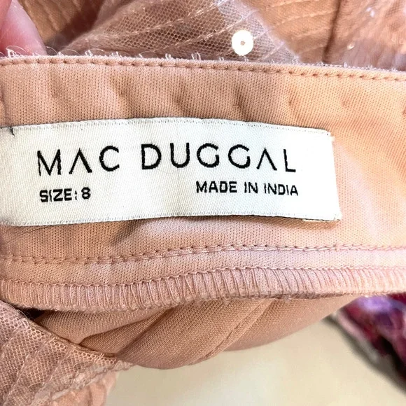 Mac Duggal Sequined Ruffled Cut Out Lace Up Gown In Rose Pink 10829 Size 8 New - Picture 15 of 16